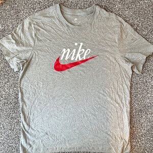 Nike Gray T-Shirt with Red Logo